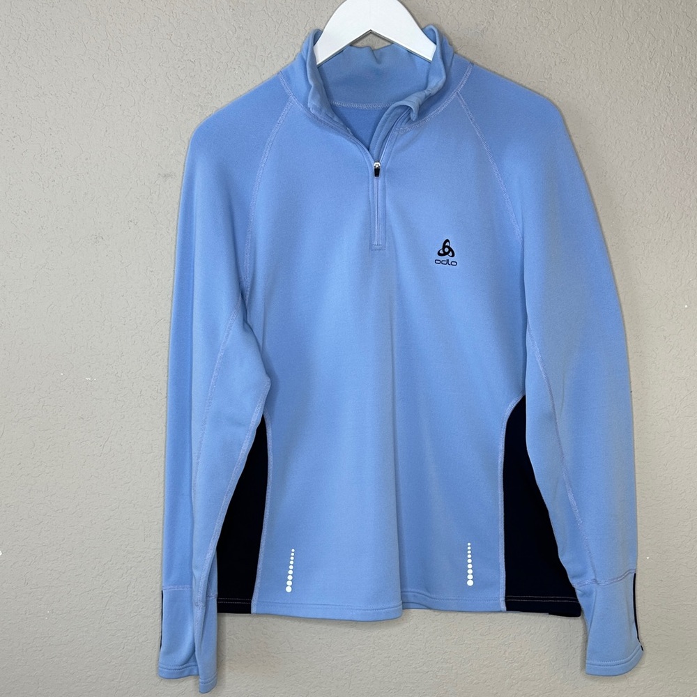 Odlo‎ Women's Mid Layer Half Zip Sweatshirt Size Large Blue